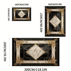 European Style Large Area Rug Golden Home Decoration Soft Velvet Lounge Rug