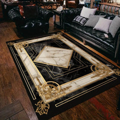 European Style Large Area Rug Golden Home Decoration Soft Velvet Lounge Rug