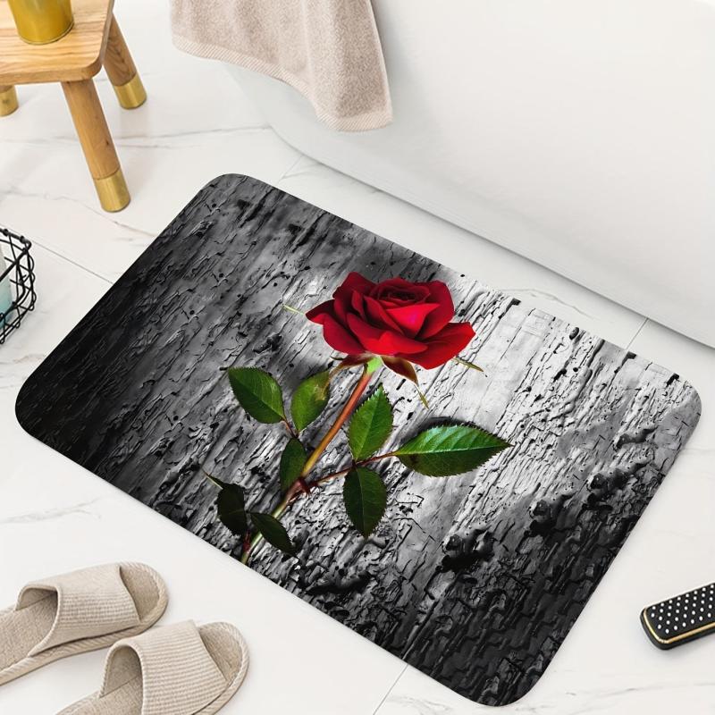 Soft and Non Slip Rose Bath Mat Rug - Add a Touch of Elegance to Your Bathroom
