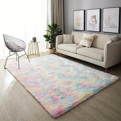 Shag Area Rug Tie Dyed Modern Plush Fluffy Rugs