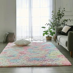 Shag Area Rug Tie Dyed Modern Plush Fluffy Rugs