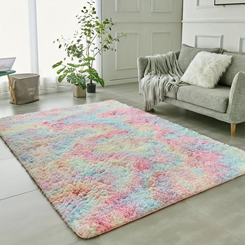 Shag Area Rug Tie Dyed Modern Plush Fluffy Rugs