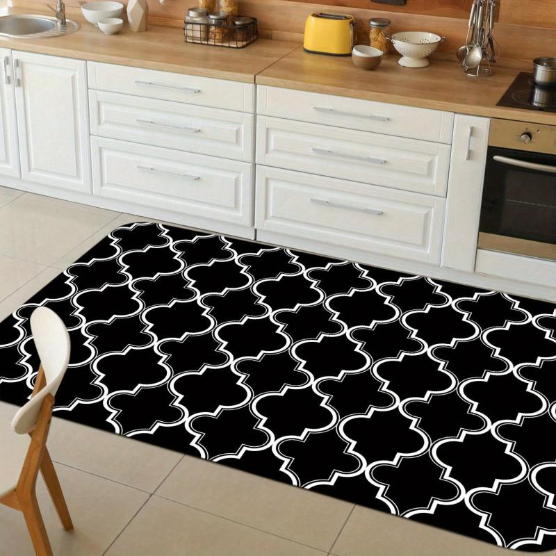 Modern Geometric Anti Fatigue Kitchen Mat Polyester Carpet for Bathroom Laundry
