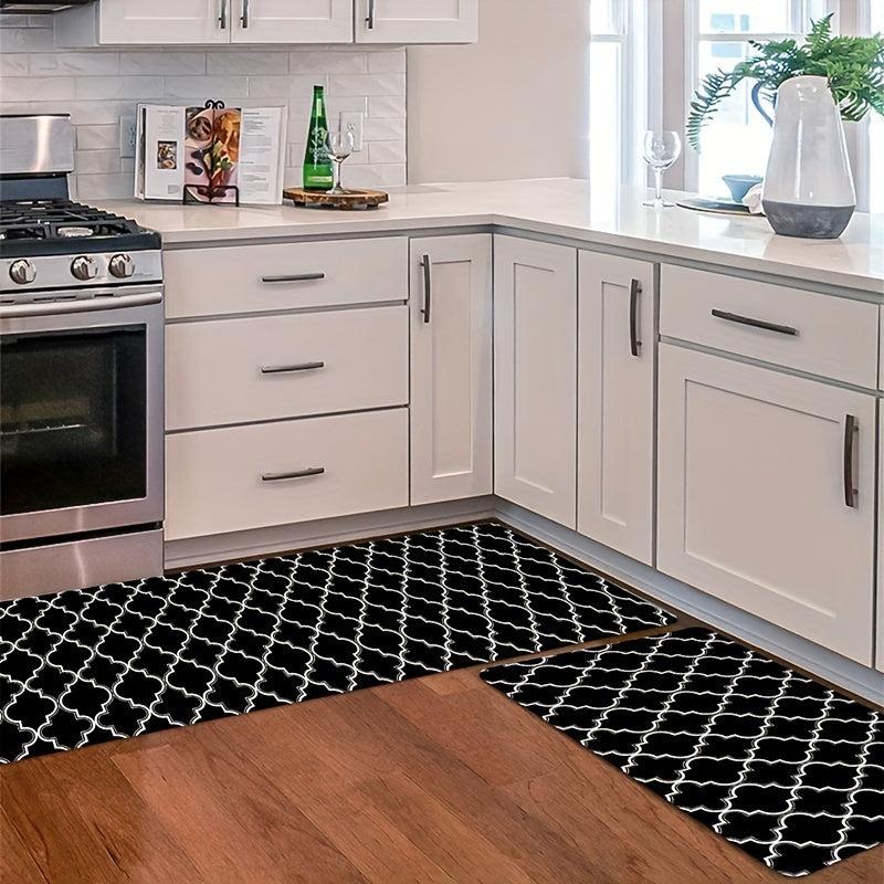 Modern Geometric Anti Fatigue Kitchen Mat Polyester Carpet for Bathroom Laundry