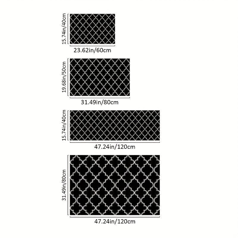 Modern Geometric Anti Fatigue Kitchen Mat Polyester Carpet for Bathroom Laundry