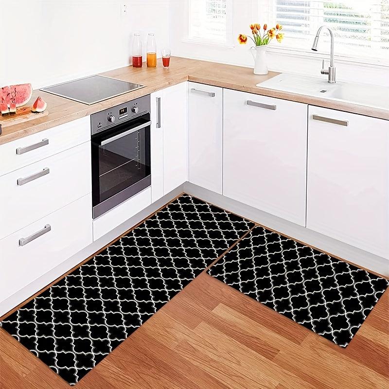 Modern Geometric Anti Fatigue Kitchen Mat Polyester Carpet for Bathroom Laundry