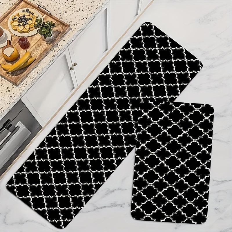 Modern Geometric Anti Fatigue Kitchen Mat Polyester Carpet for Bathroom Laundry