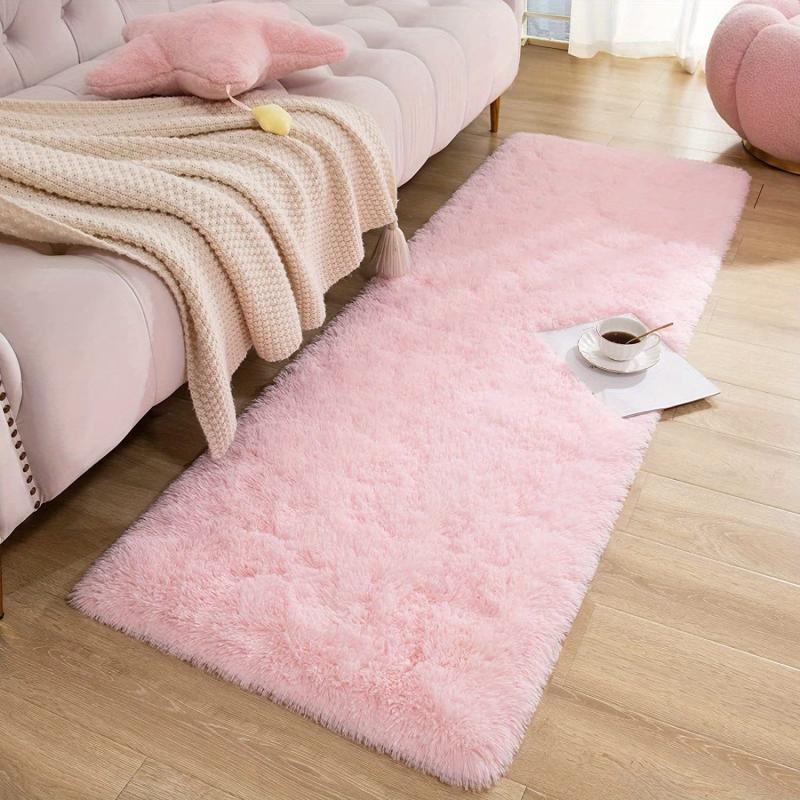 Soft Pink Shag Area Rug for Bedroom Living Room