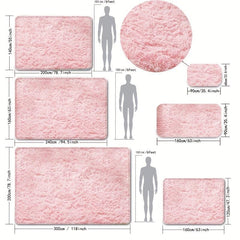 Soft Pink Shag Area Rug for Bedroom Living Room