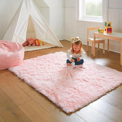 Soft Pink Shag Area Rug for Bedroom Living Room
