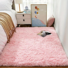 Soft Pink Shag Area Rug for Bedroom Living Room