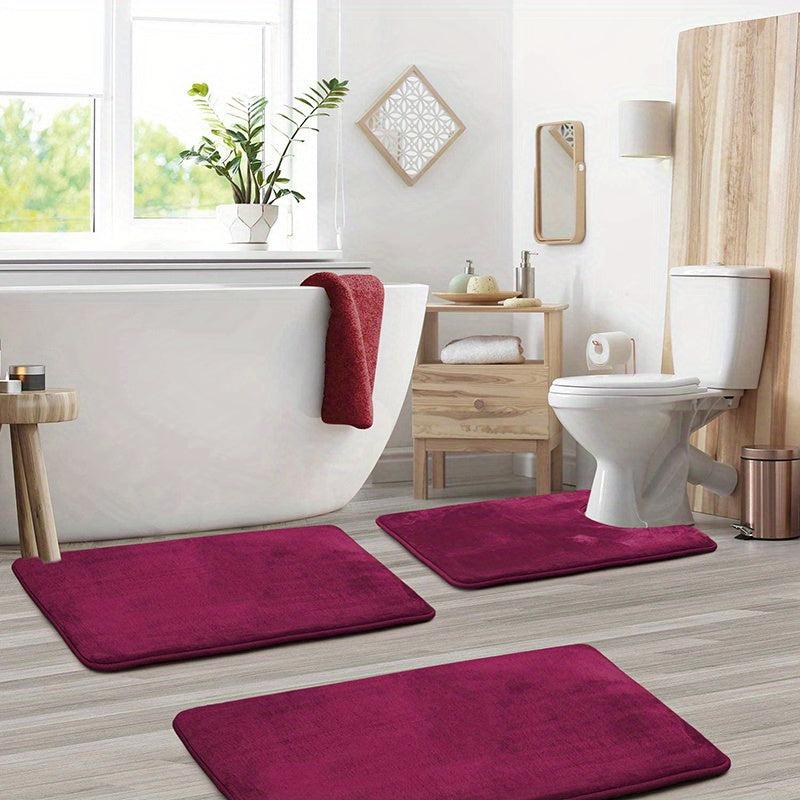 3pcs Memory Foam Bathmat Set Non Slip Bathroom Rug Cozy Toilet Mat Lid Cover Pad