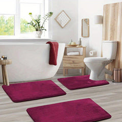 3pcs Memory Foam Bathmat Set Non Slip Bathroom Rug Cozy Toilet Mat Lid Cover Pad