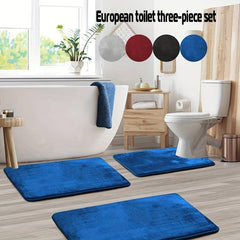 3pcs Memory Foam Bathmat Set Non Slip Bathroom Rug Cozy Toilet Mat Lid Cover Pad