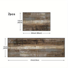 2pcs Vintage Abstract Non Slip Floor Mat