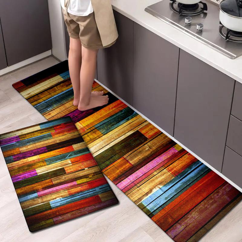Colorful Geometric Printed Floor Mat - Non-slip Kitchen Rug