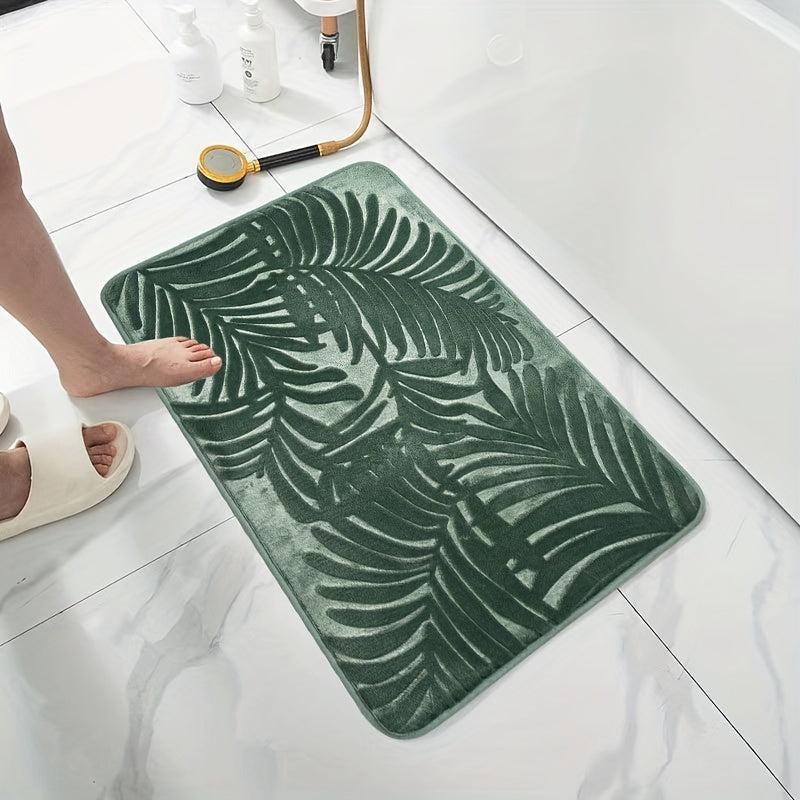 Leaf Pattern Bath Rug Non Slip Absorbent Bath Mat