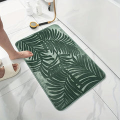 Leaf Pattern Bath Rug Non Slip Absorbent Bath Mat