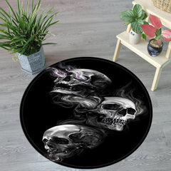 Skull Round Rug Doormat Floor Mat Anti Slip Home Carpet