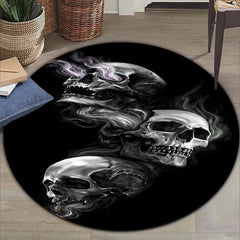 Skull Round Rug Doormat Floor Mat Anti Slip Home Carpet