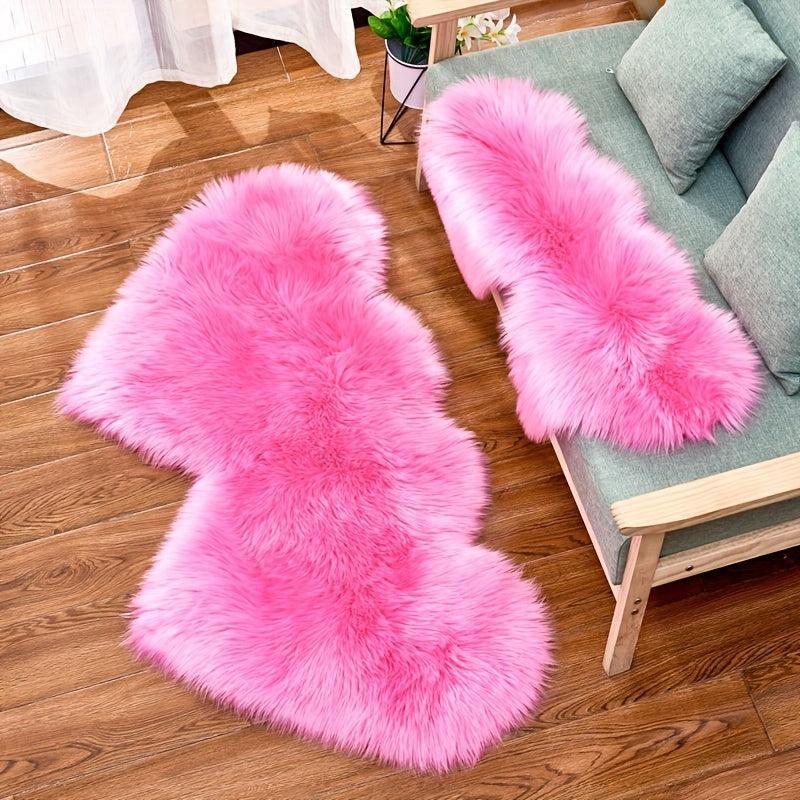 Double Love Wool Rug Plush Bedroom Mat Furry Carpet