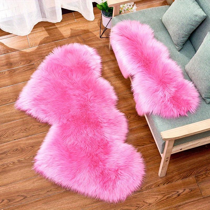 Double Love Wool Rug Plush Bedroom Mat Furry Carpet