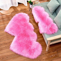 Double Love Wool Rug Plush Bedroom Mat Furry Carpet
