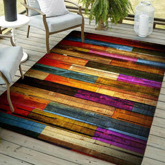 Colorful Geometric Floor Mat Non-slip Waterproof Soft Faux Fur Area Rug