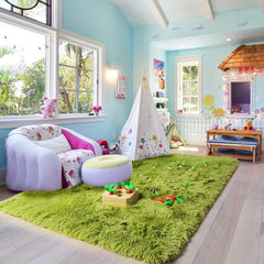Soft Green Shaggy Rug Fluffy Carpet Plush Area Rug for Living Room