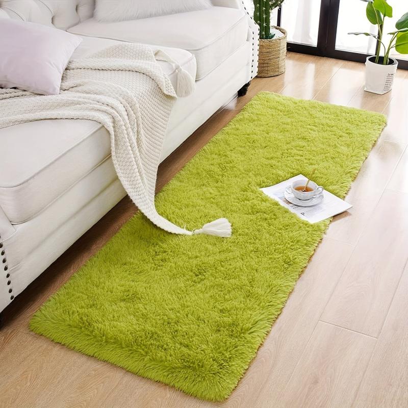 Soft Green Shaggy Rug Fluffy Carpet Plush Area Rug for Living Room