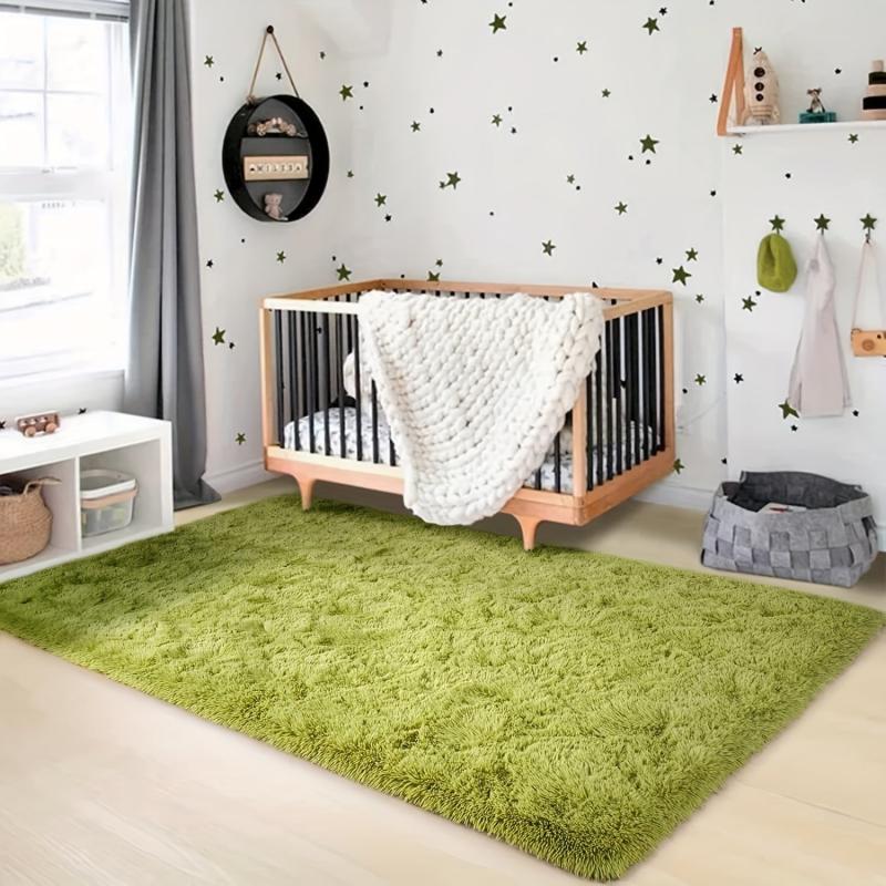 Soft Green Shaggy Rug Fluffy Carpet Plush Area Rug for Living Room