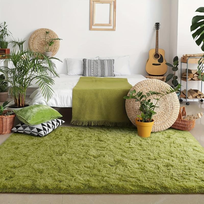 Soft Green Shaggy Rug Fluffy Carpet Plush Area Rug for Living Room