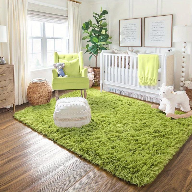 Soft Green Shaggy Rug Fluffy Carpet Plush Area Rug for Living Room
