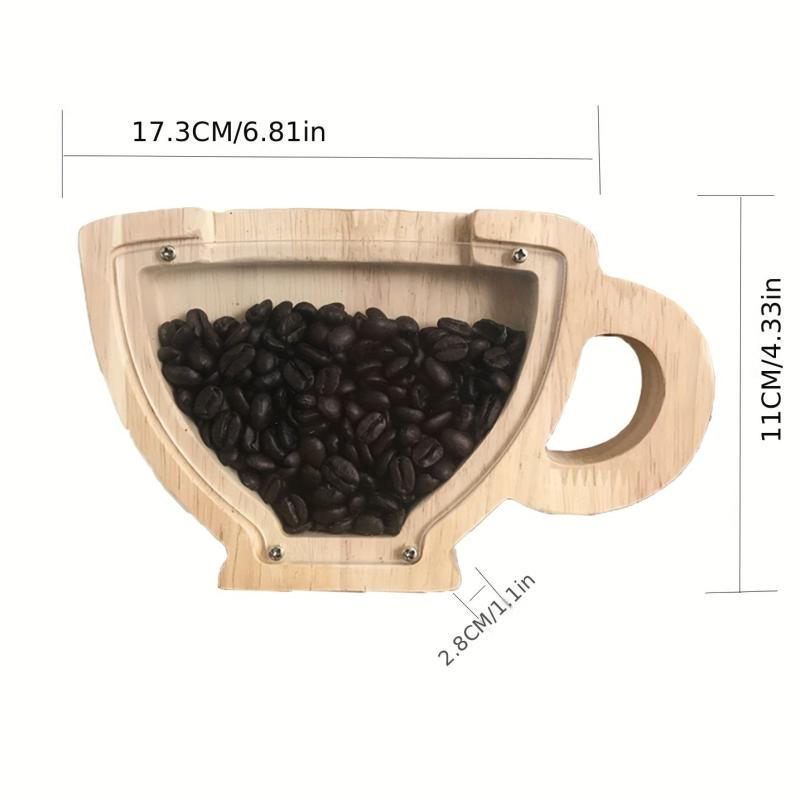 Wooden Coffee Display Jar Transparent Window for Kitchen Counter