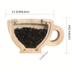 Wooden Coffee Display Jar Transparent Window for Kitchen Counter