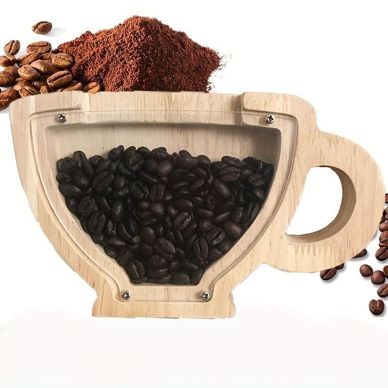 Wooden Coffee Display Jar Transparent Window for Kitchen Counter