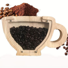 Wooden Coffee Display Jar Transparent Window for Kitchen Counter