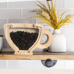 Wooden Coffee Display Jar Transparent Window for Kitchen Counter