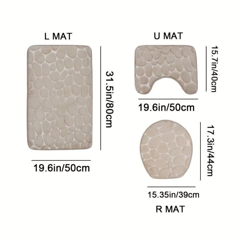 Soft Flannel Bath Rug with U Shape - Quick Drying - Machine Washable