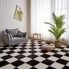 12pcs Plush Puzzle Foam Floor Mat Square Interlocking Carpet Fluffy Area Rug