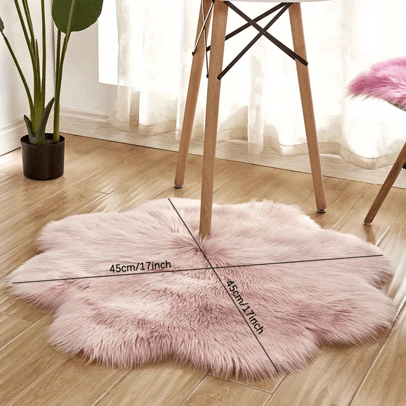 Soft Plush Flower Shaped Faux Sheepskin Area Rug for Bedroom Sofa Nurser