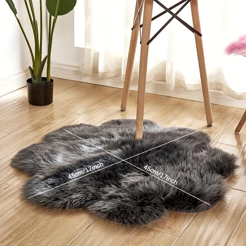 Soft Plush Flower Shaped Faux Sheepskin Area Rug for Bedroom Sofa Nurser
