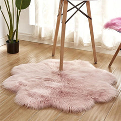 Soft Plush Flower Shaped Faux Sheepskin Area Rug for Bedroom Sofa Nurser