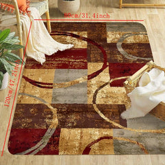 Circular Arc Geometric Mosaic Area Rugs Soft Non Slip Washable Carpet