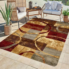 Circular Arc Geometric Mosaic Area Rugs Soft Non Slip Washable Carpet