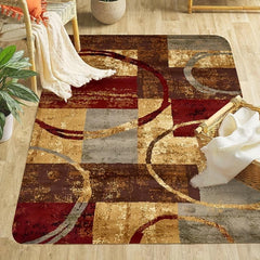 Circular Arc Geometric Mosaic Area Rugs Soft Non Slip Washable Carpet