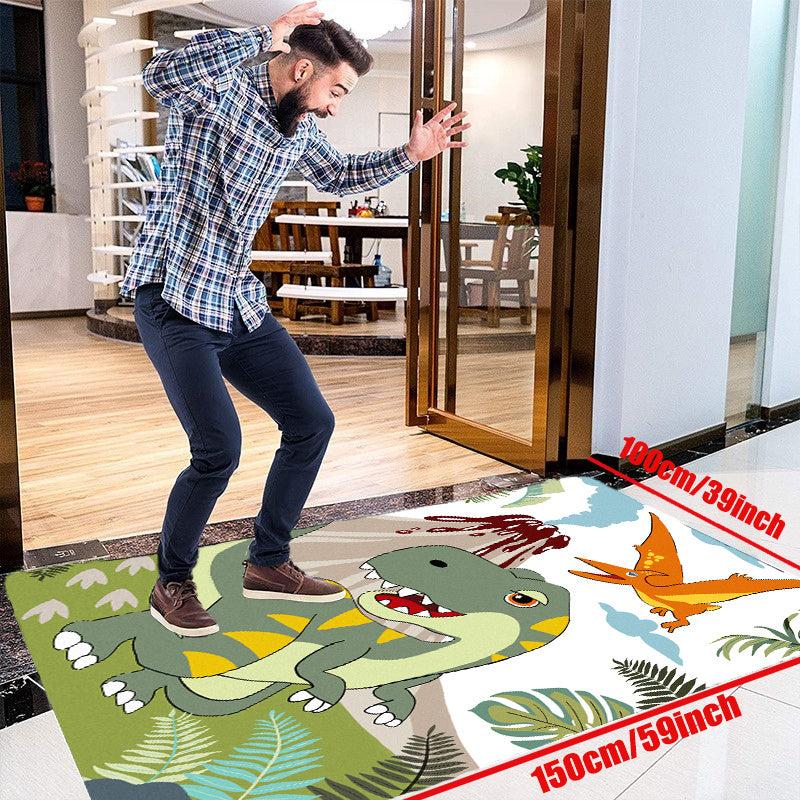 Non Slip 3D Dinosaur Printed Flannel Rug for Kids
