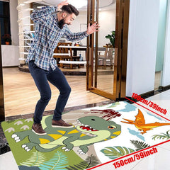 Non Slip 3D Dinosaur Printed Flannel Rug for Kids