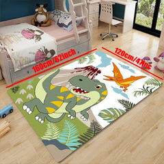 Non Slip 3D Dinosaur Printed Flannel Rug for Kids
