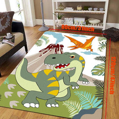 Non Slip 3D Dinosaur Printed Flannel Rug for Kids